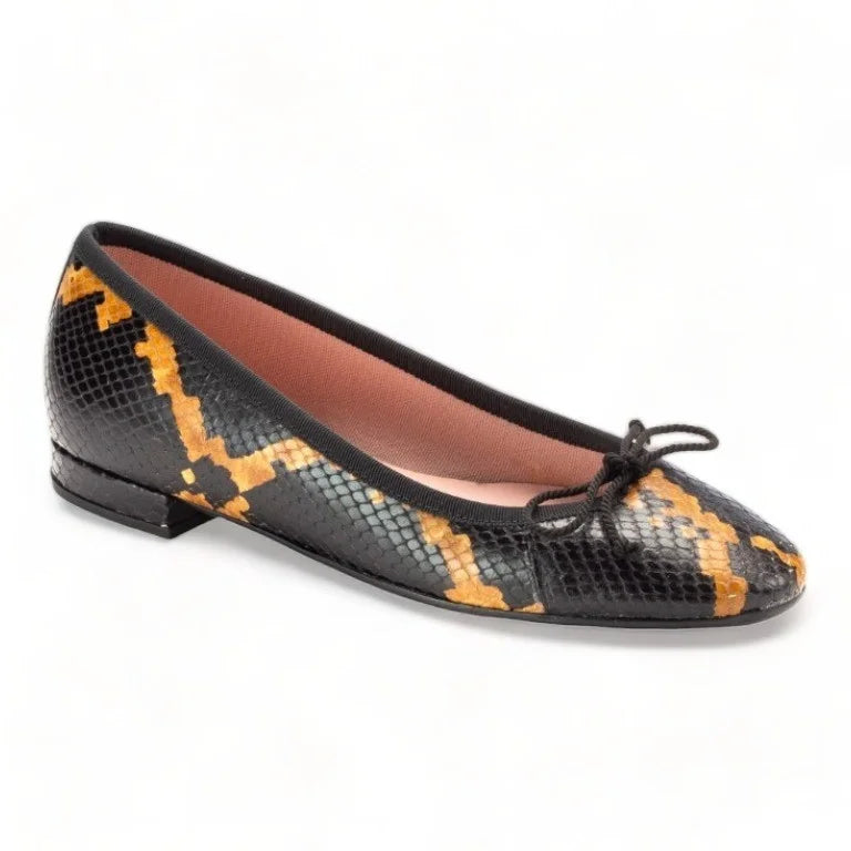 49196 - Black Croc Leather Flats for Teen/Women by Pretty Ballerinas